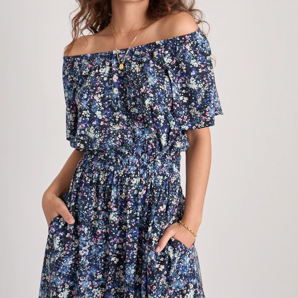 Marine Layer Blue Floral Charlotte Maxi Dress Size small